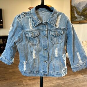 Light blue jeans, jacket